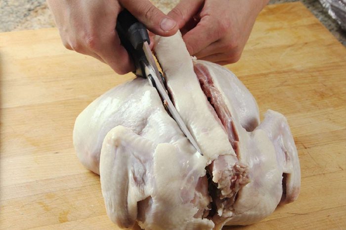 Cut Chicken Breast with Scissors