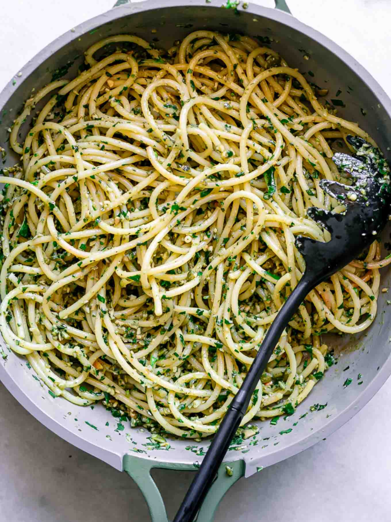 Lemon Torchietti with Green Pesto
